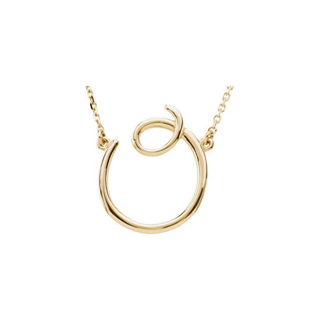14K Gold Script Initial Necklace