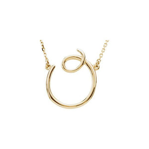 14K Gold Script Initial Necklace