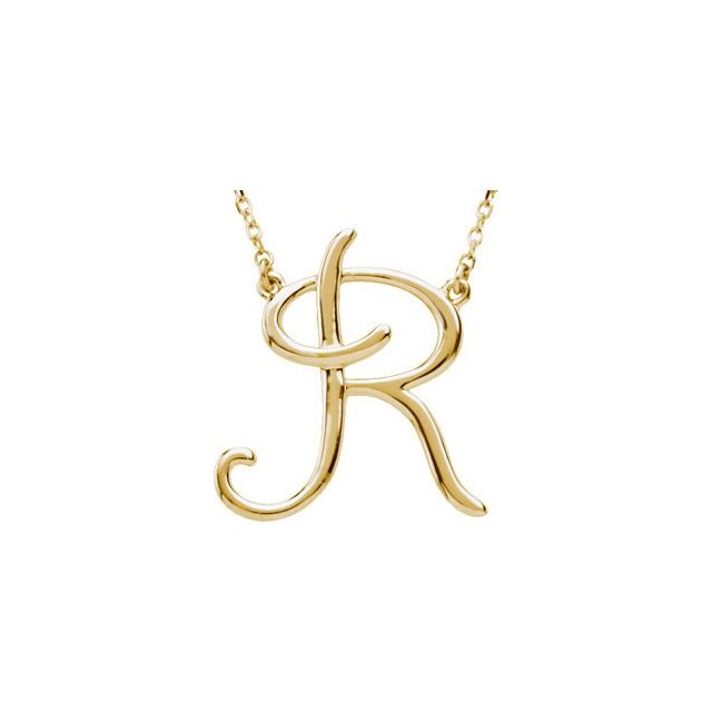 14K Gold Script Initial Necklace