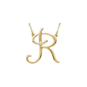 14K Gold Script Initial Necklace