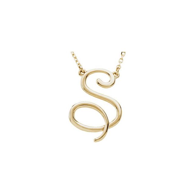 14K Gold Script Initial Necklace