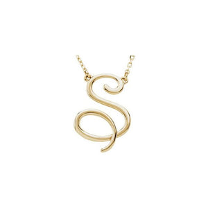 14K Gold Script Initial Necklace