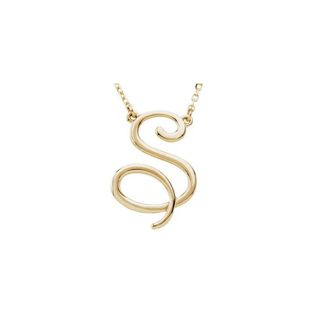 14K White Script Initial D 16" Necklace