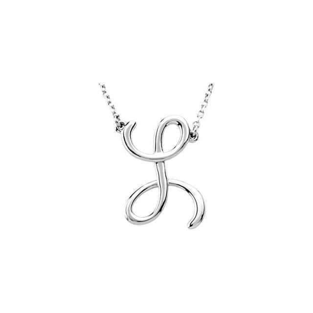14K Gold Script Initial Necklace