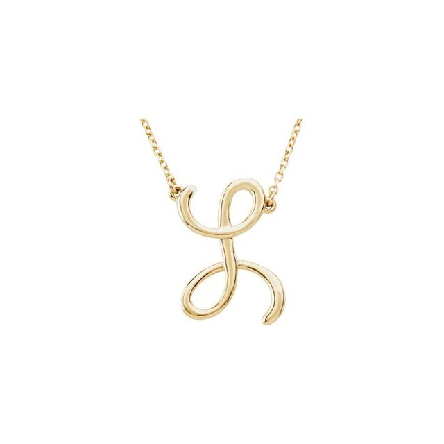 14K Gold Script Initial Necklace