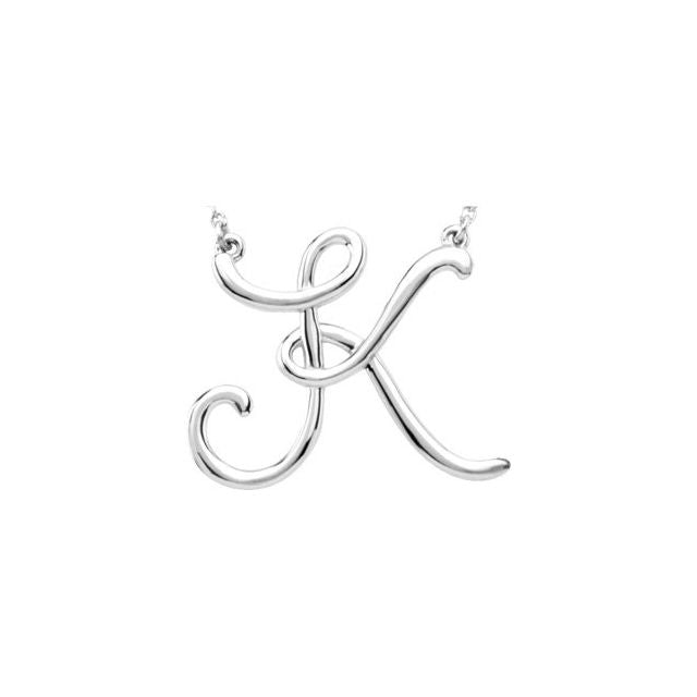 14K Gold Script Initial Necklace