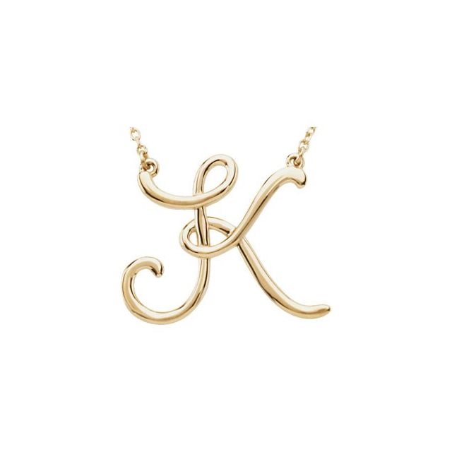 14K Gold Script Initial Necklace