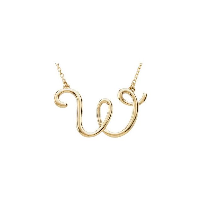 14K Gold Script Initial Necklace