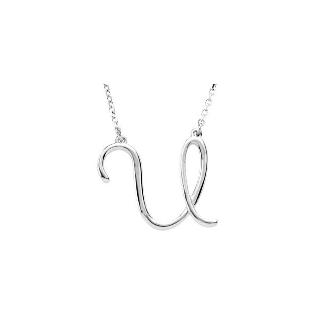 14K Gold Script Initial Necklace