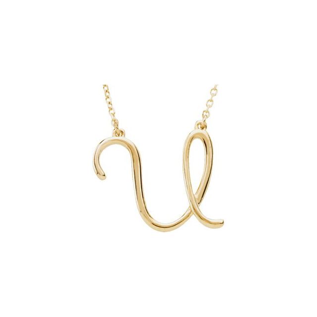 14K Gold Script Initial Necklace