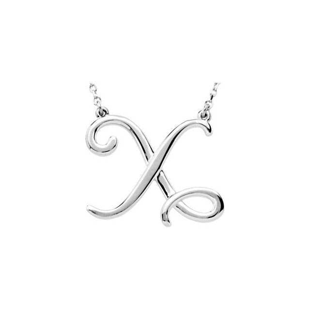 14K Gold Script Initial Necklace