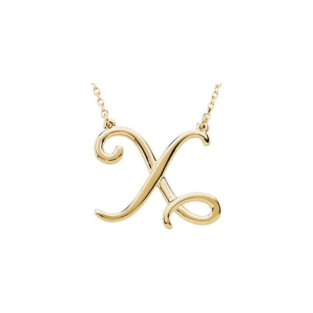 14K Gold Script Initial Necklace