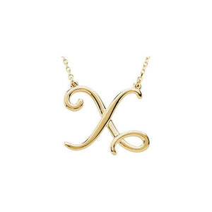 14K Gold Script Initial Necklace