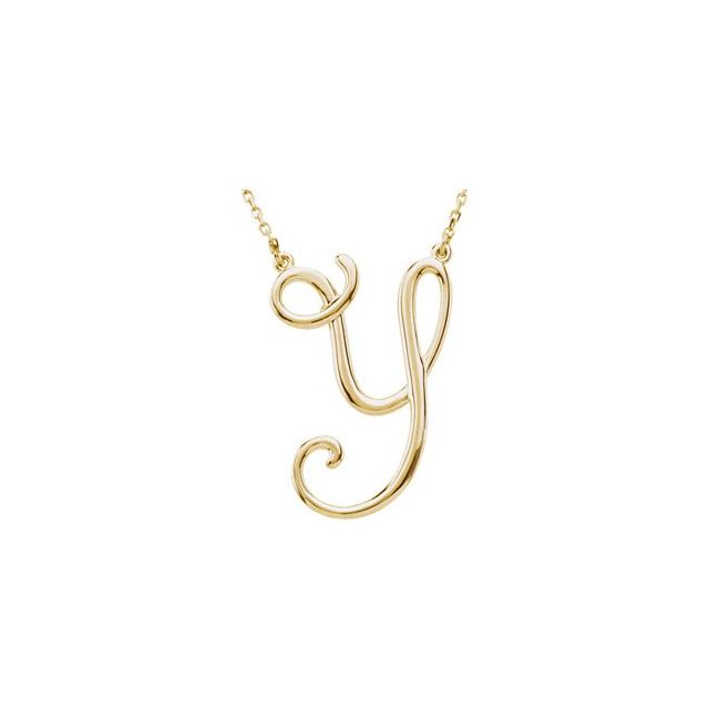 14K Gold Script Initial Necklace