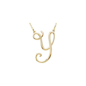 14K Gold Script Initial Necklace