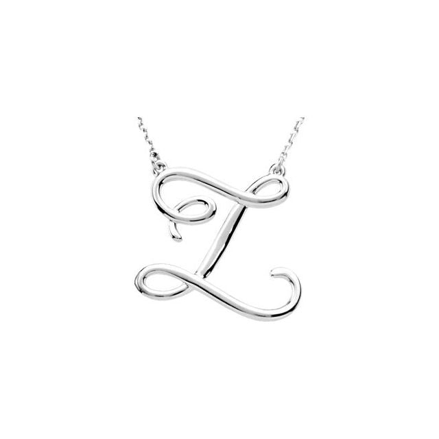 Script Initial Necklace in 14K Gold & Silver