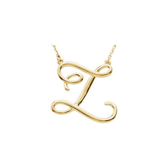 14K Gold Script Initial Necklace
