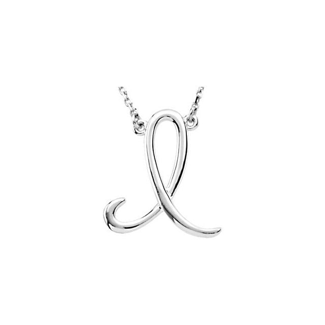 14K Gold Script Initial Necklace