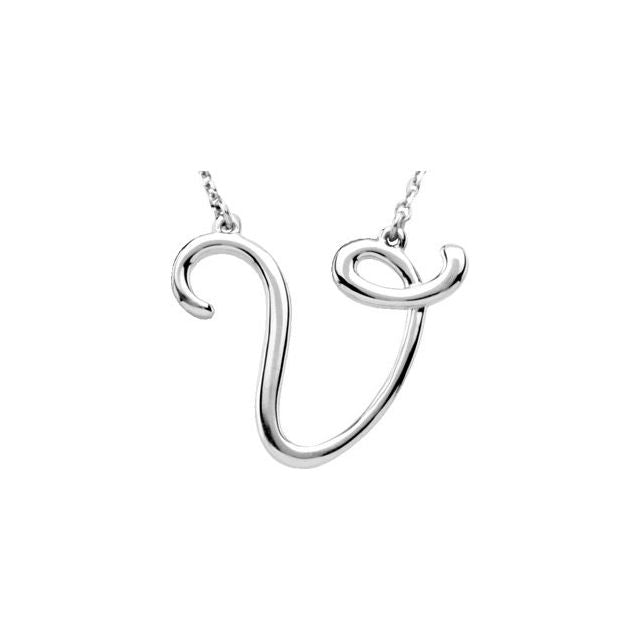 14K Gold Script Initial Necklace