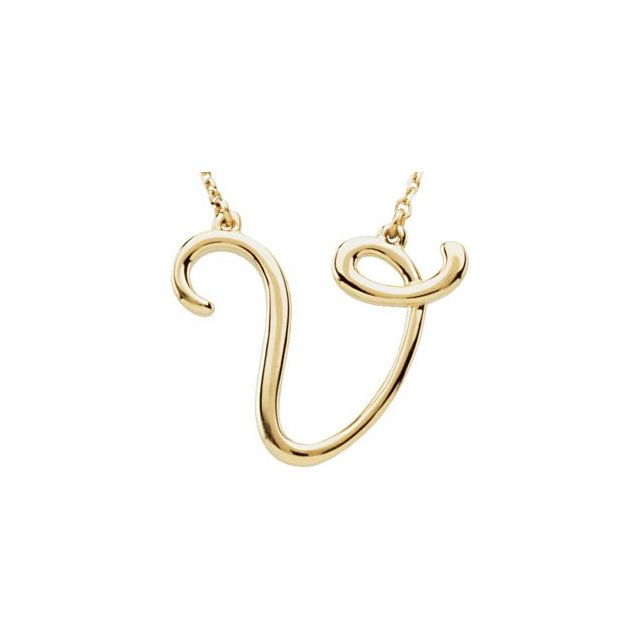 Script Initial Necklace in 14K Gold & Silver
