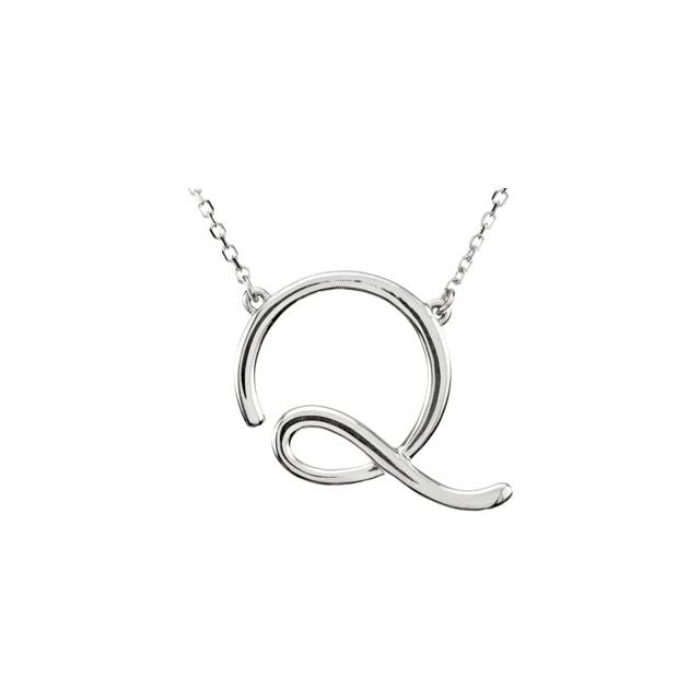 14K White Script Initial D 16" Necklace