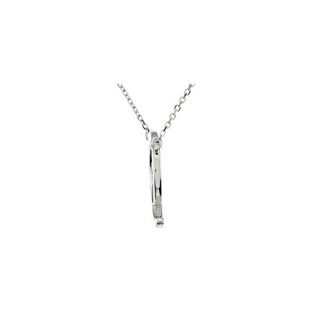 14K White Gold, 17.7x15.9 mm Initial D Script Necklace