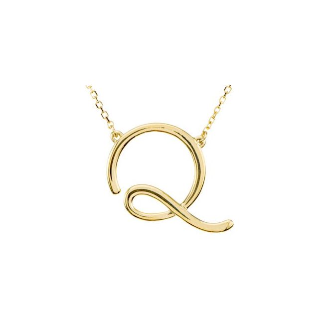 14K Gold Script Initial Necklace