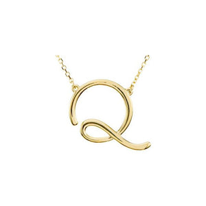 14K Gold Script Initial Necklace