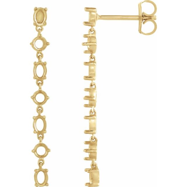 Oval Dangle Earring Mounting with Friction Backs in 14K Gold