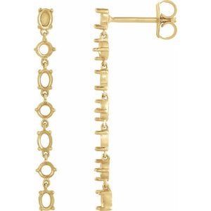 Oval Dangle Earring Mounting with Friction Backs in 14K Gold
