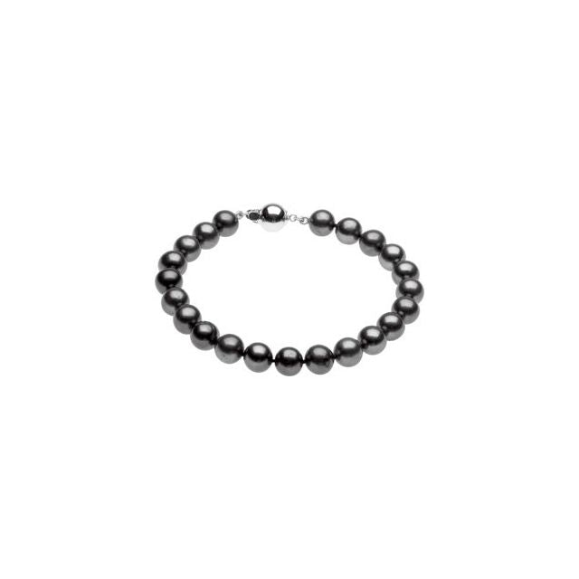 Sterling Silver Cultured Black Freshwater Pearl 7 3/4" Bracelet