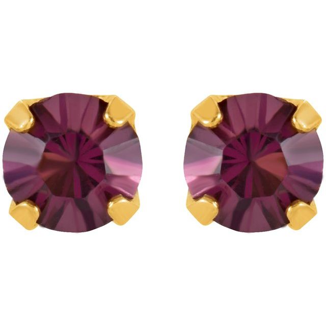 14K Yellow Imitation Mozambique Garnet Inverness® Piercing Earrings