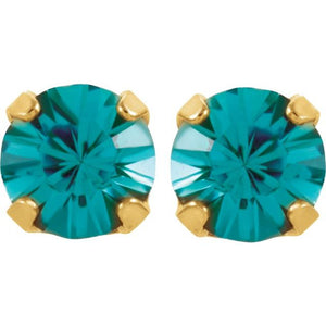 24K Gold-Plated Stainless Steel Imitation Blue Sapphire Earrings