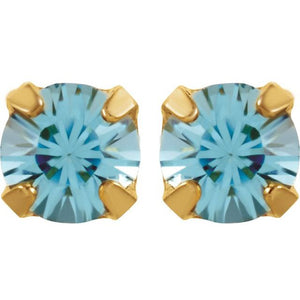 24K Gold-Plated Stainless Steel Imitation Blue Sapphire Earrings