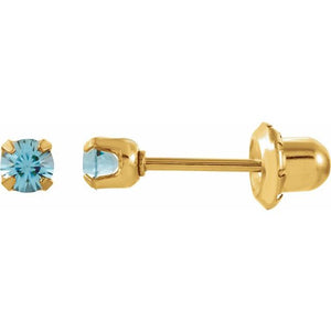 24K Gold-Plated Stainless Steel Imitation Blue Sapphire Earrings