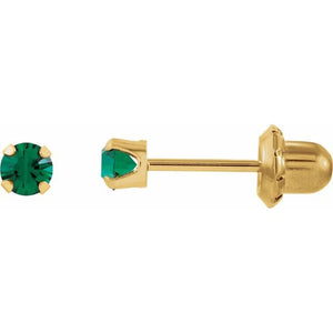 24K Gold-Plated Stainless Steel Imitation Blue Sapphire Earrings
