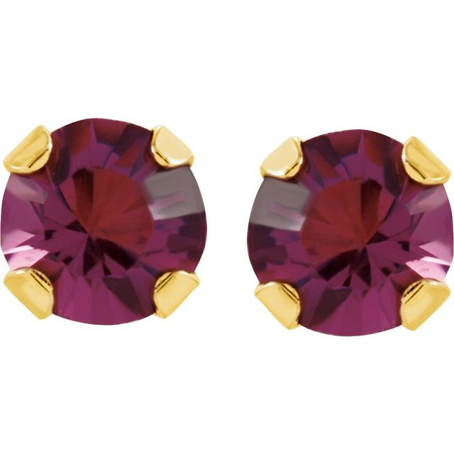 14K Yellow Imitation Mozambique Garnet Inverness® Piercing Earrings