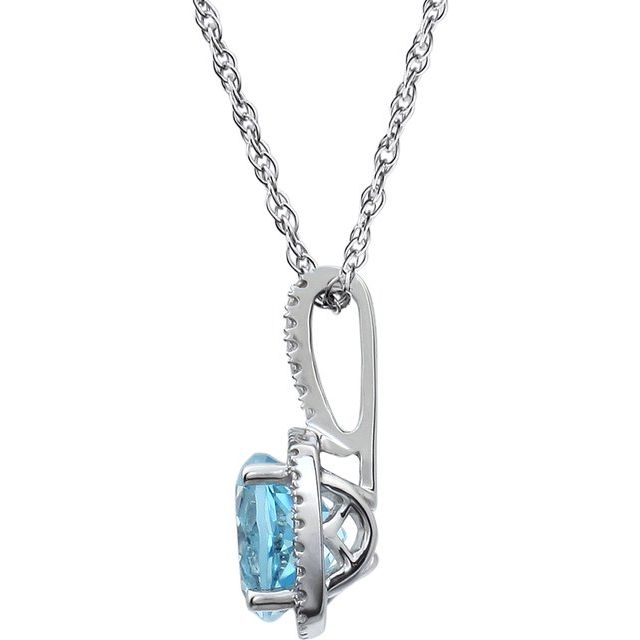 Sterling Silver, 7 mm Natural Aquamarine & .015 CTW Diamond Necklace