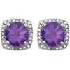 Sterling Silver Natural Amethyst & .015 CTW Natural Diamond Earrings