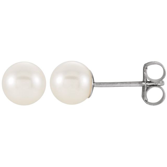 14K White Gold Cultured Freshwater Pearl Earrings - Timeless Elegance