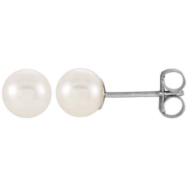 14K Gold Cultured White Freshwater Pearl Earrings - Options Available