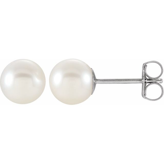 14K White Gold Cultured Freshwater Pearl Earrings - Timeless Elegance