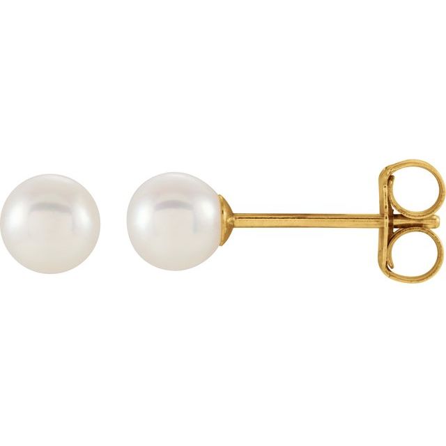 14K Gold Cultured White Freshwater Pearl Earrings - Options Available