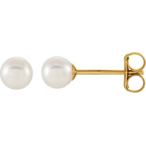 14K Gold Cultured White Freshwater Pearl Earrings - Options Available