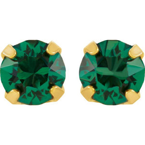 24K Gold-Plated Stainless Steel Imitation Blue Sapphire Earrings