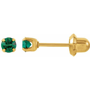 24K Gold-Plated Stainless Steel Imitation Blue Sapphire Earrings