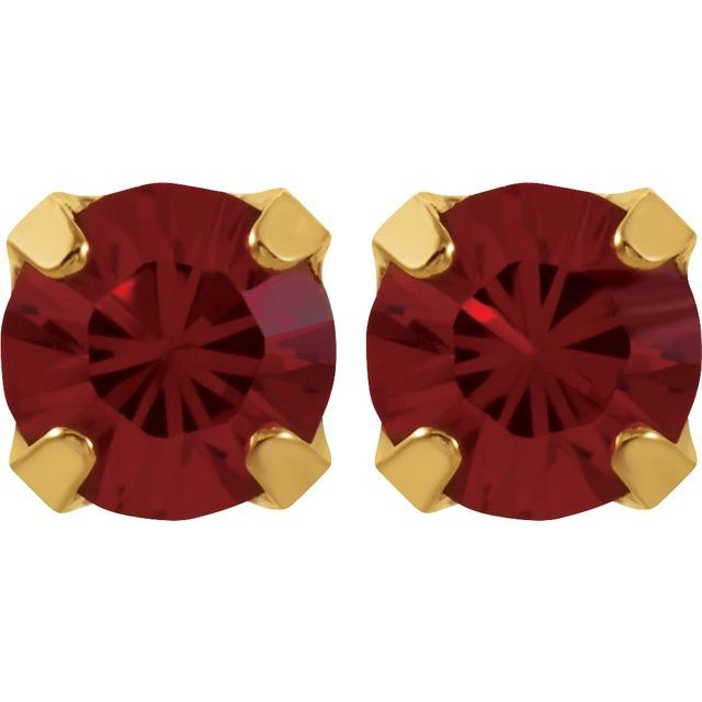 14K Yellow Imitation Mozambique Garnet Inverness® Piercing Earrings