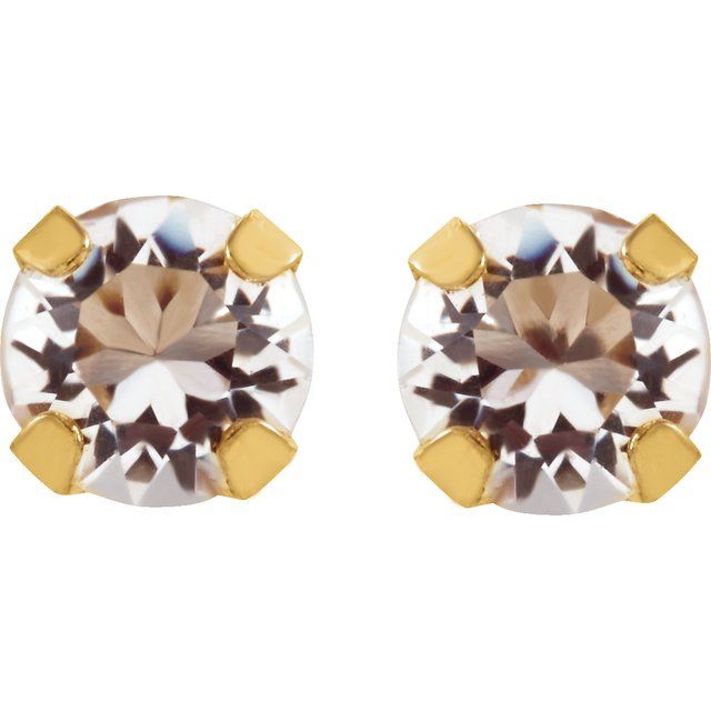 14K Yellow Imitation Mozambique Garnet Inverness® Piercing Earrings