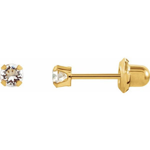 24K Gold-Plated Stainless Steel Imitation Blue Sapphire Earrings