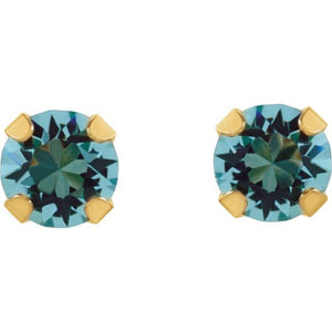 24K Gold-Plated Stainless Steel Imitation Blue Sapphire Earrings